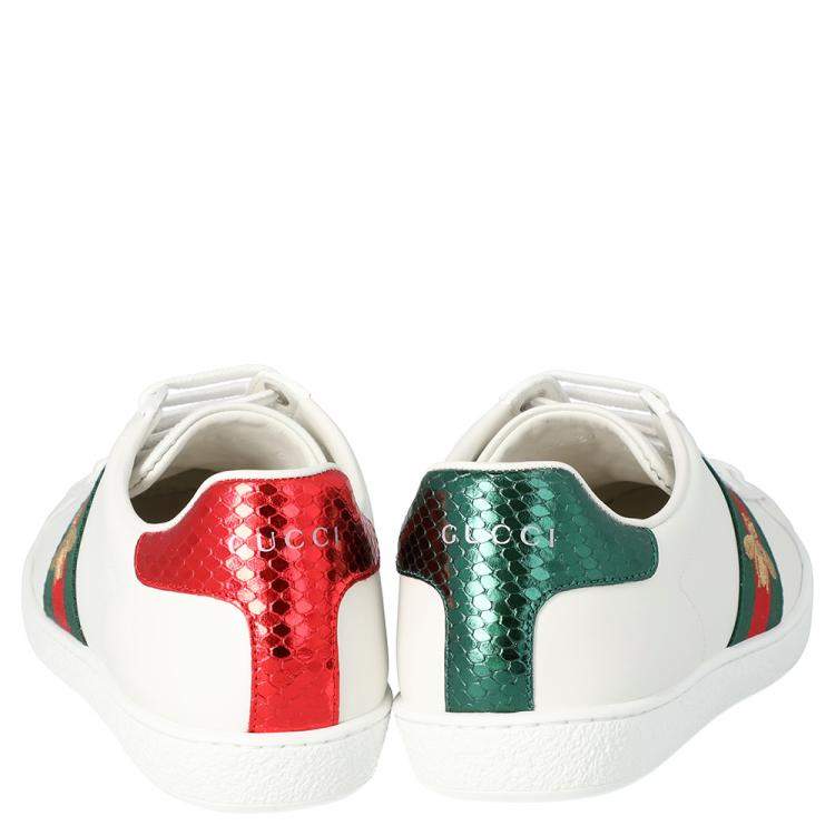 مملوكة مسبقًا Gucci White Ace Bee Sneakers Size 39