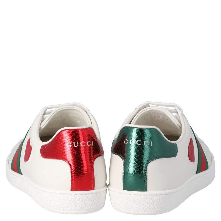 Pre Owned Gucci Ace Embroidered Heart Sneaker Size 41