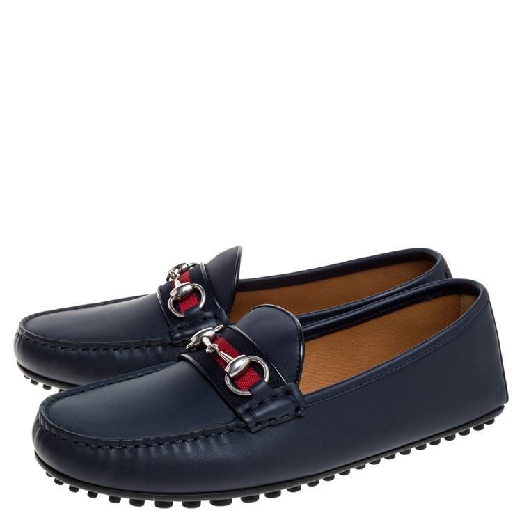 navy gucci loafers women's