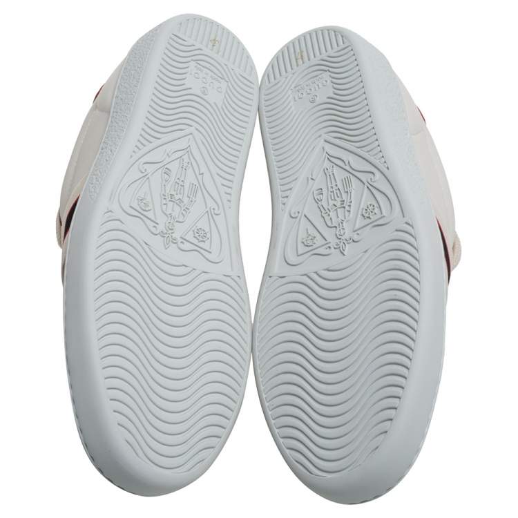 Pre Owned Gucci White/Red Leather Ace Gucci Band Low Top Sneakers Size 37