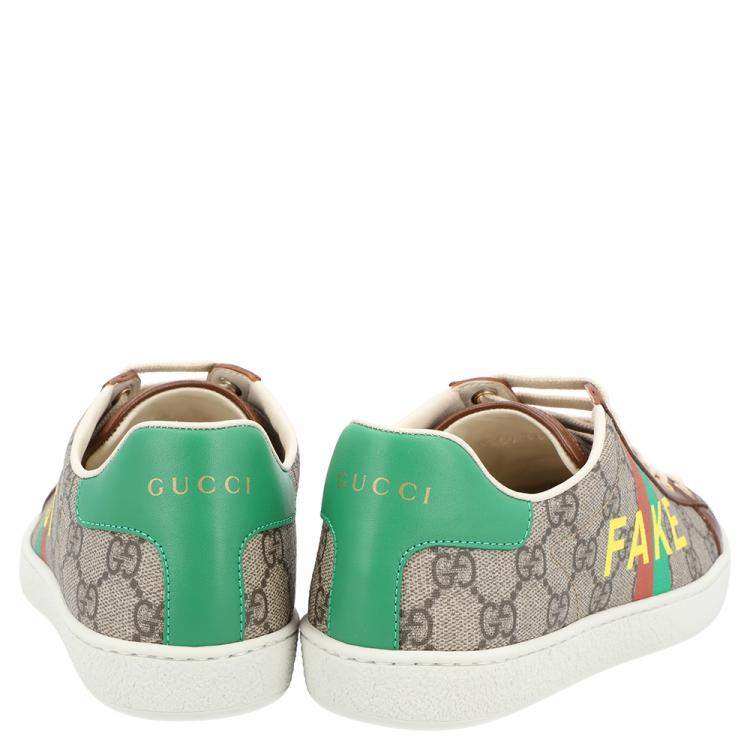 Pre Owned Gucci Beige/Brown GG Canvas Fake/Not Print Ace Sneaker Size EU 38