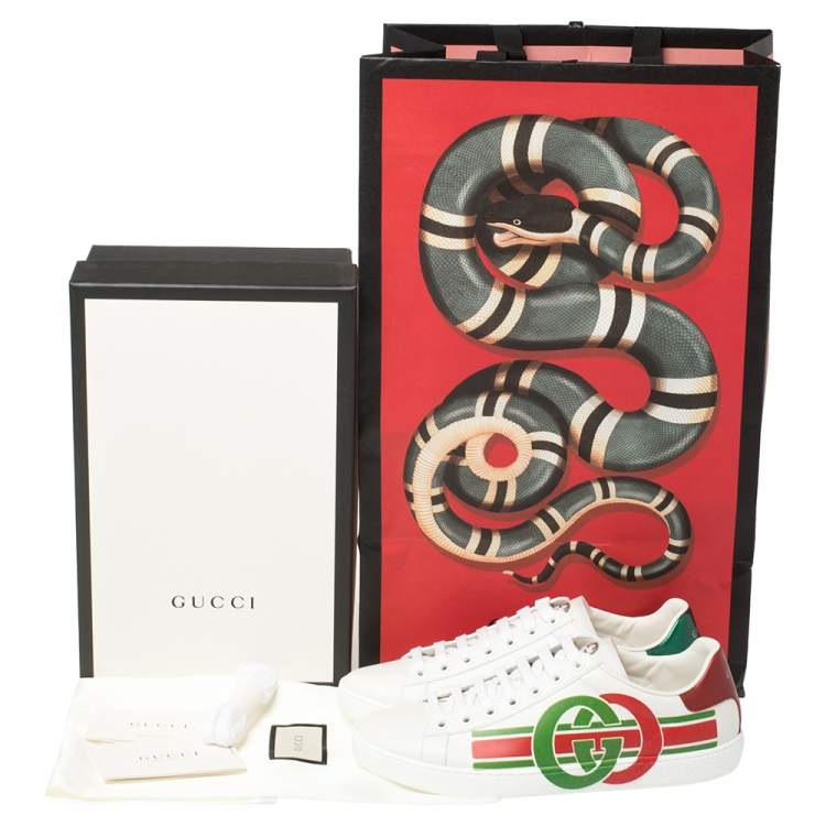 Pre Owned Gucci White Leather New Ace Interlocking G Low Top Sneakers Size 38