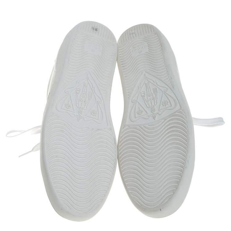 Pre Owned Gucci White Leather Ace Embroidered Sneakers Size 38.5