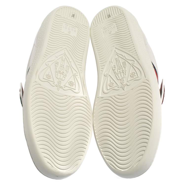 Pre Owned Gucci  White Leather Ace Web Low Top Sneakers Size 37