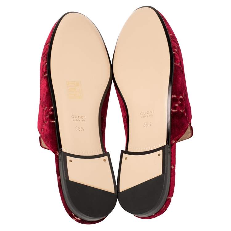 Pre Owned Gucci Pink Velvet And Leather Princetown Horsebit Flat Mules Size 39.5