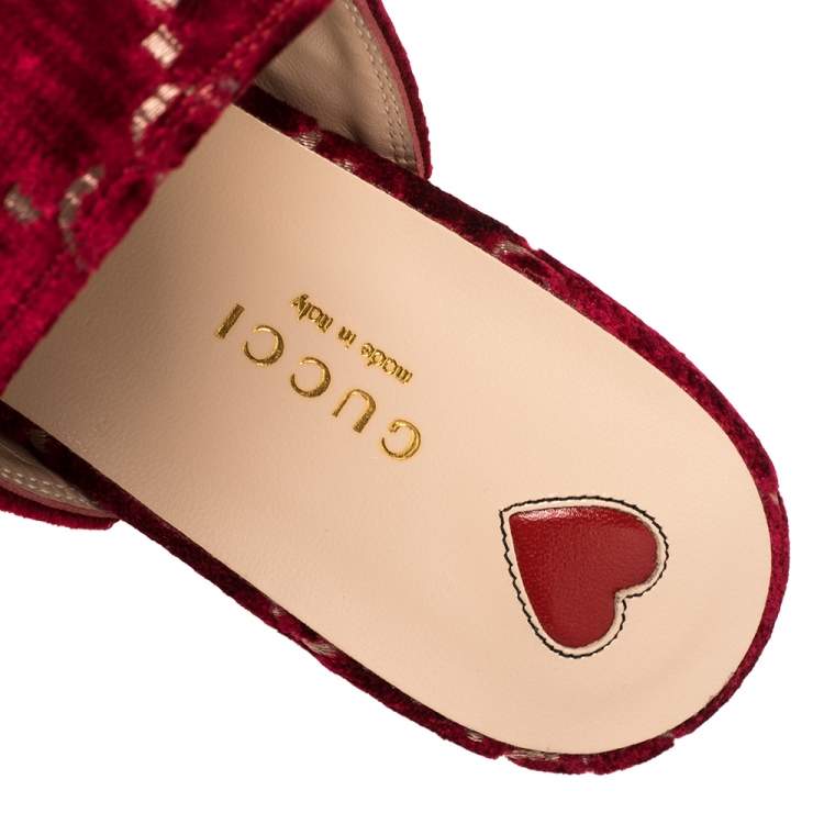 Pre Owned Gucci Pink Velvet And Leather Princetown Horsebit Flat Mules Size 39.5