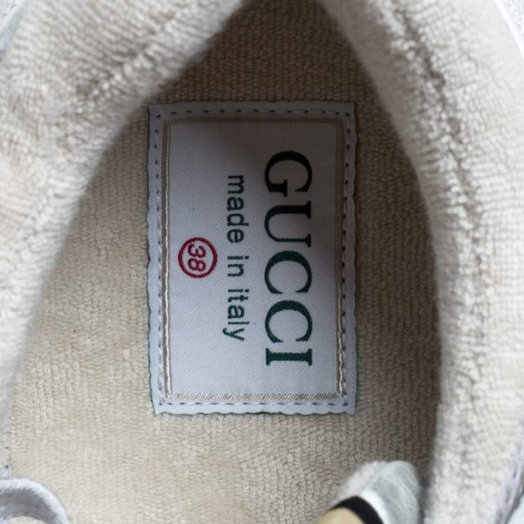 Pre Owned Gucci White Leather and Mesh Ultrapace Low Top Sneakers Size 38