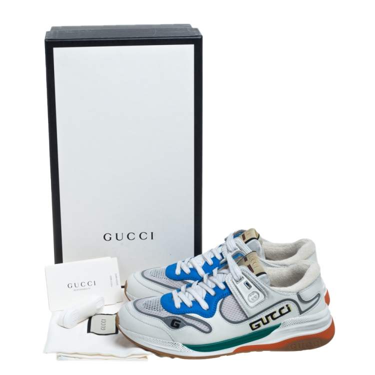Pre Owned Gucci White Leather and Mesh Ultrapace Low Top Sneakers Size 38