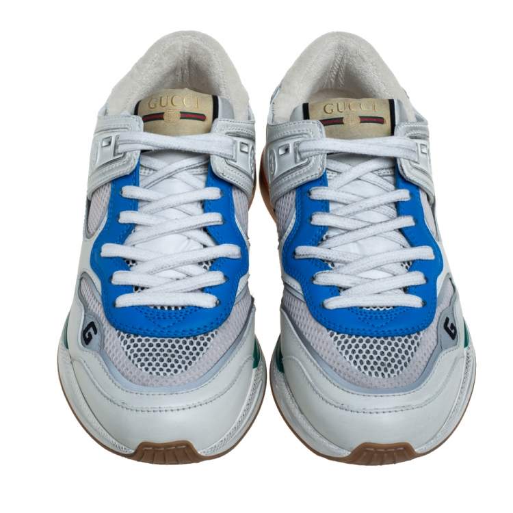 Pre Owned Gucci White Leather and Mesh Ultrapace Low Top Sneakers Size 38