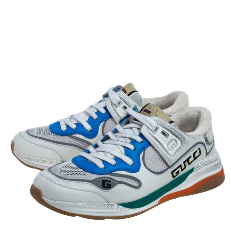 Pre Owned Gucci White Leather and Mesh Ultrapace Low Top Sneakers Size 38
