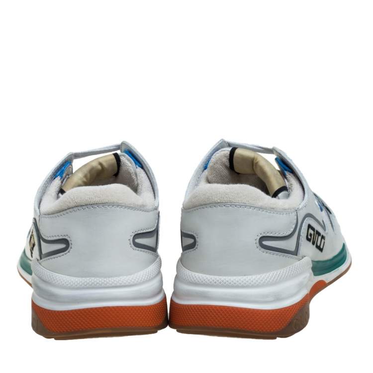 Pre Owned Gucci White Leather and Mesh Ultrapace Low Top Sneakers Size 38