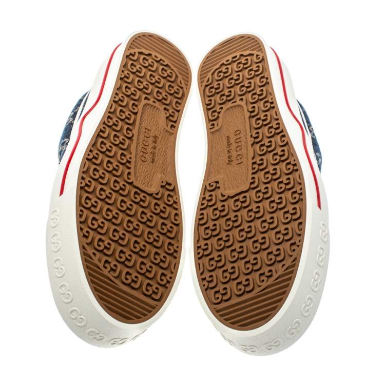 Pre Owned Gucci Blue GG Denim Tennis 1977 Slip On Sneakers Size 38