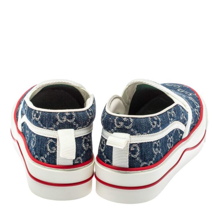 Pre Owned Gucci Blue GG Denim Tennis 1977 Slip On Sneakers Size 38