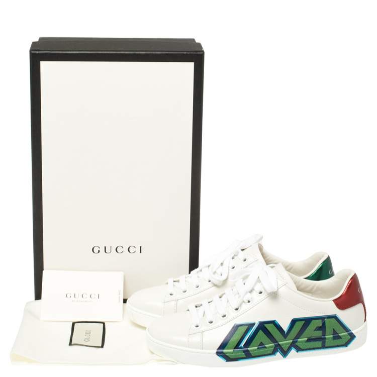 Pre Owned Gucci White Leather Ace Loved Low Top Sneakers Size 35