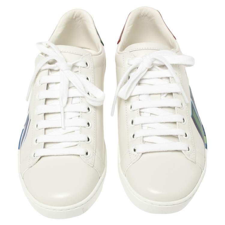 Pre Owned Gucci White Leather Ace Loved Low Top Sneakers Size 35