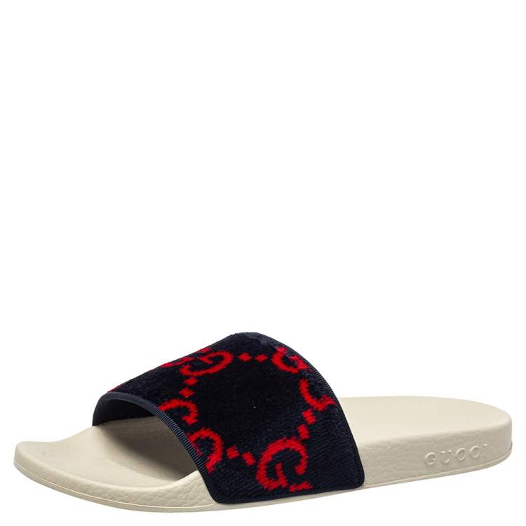 navy gucci slides