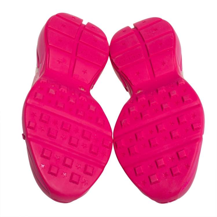 Pre Owned Gucci Pink Leather Rhyton Sneakers Size 40