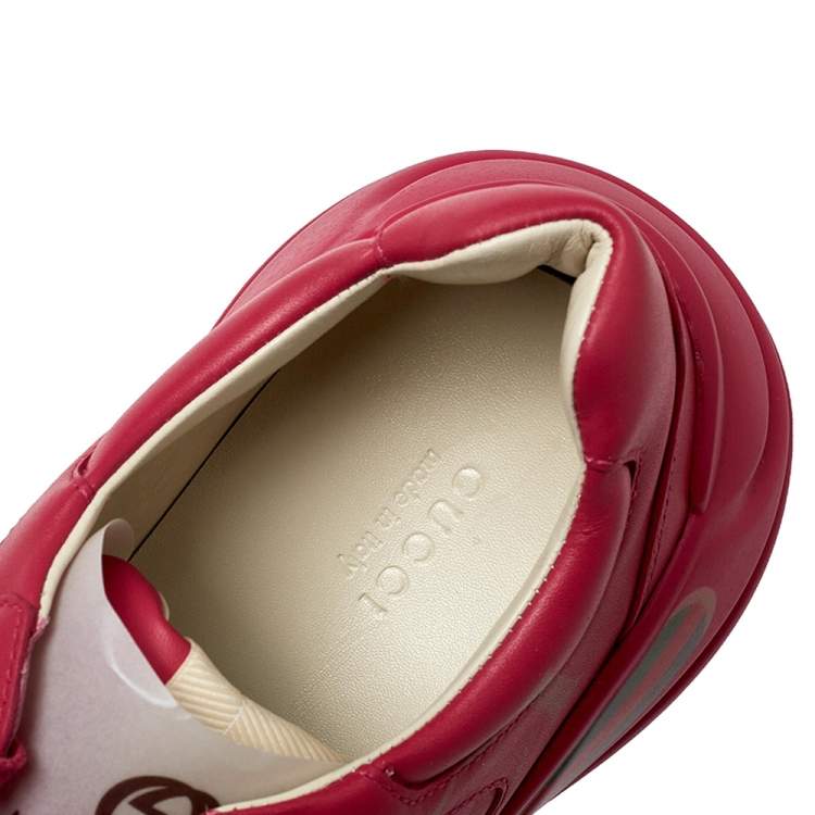 Pre Owned Gucci Pink Leather Rhyton Vintage Logo Platform Sneakers Size 41