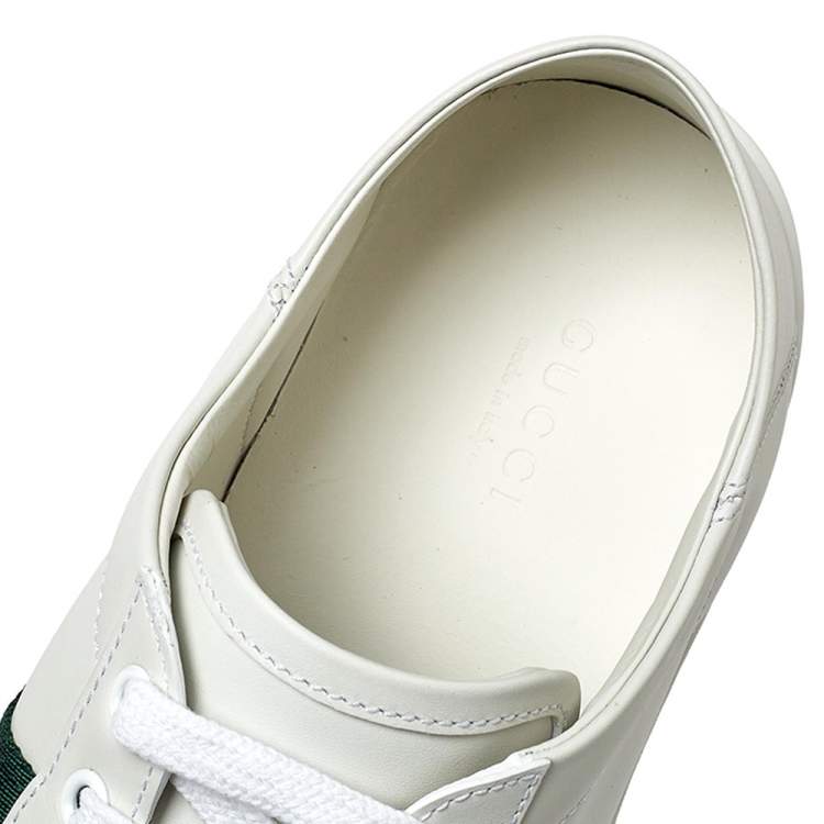 Pre Owned Gucci White Leather Embroidered Bee Ace Low Top Sneakers Size 39