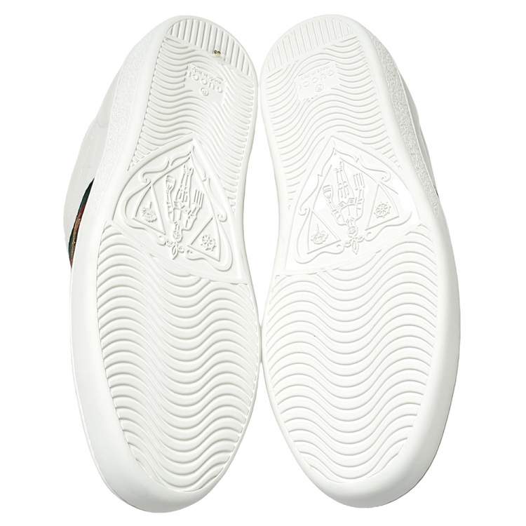Pre Owned Gucci White Leather Embroidered Bee Ace Low Top Sneakers Size 39