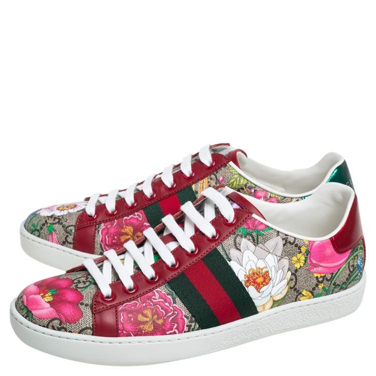 Pre Owned Gucci Multicolor GG Supreme Flora Sneakers Size 37