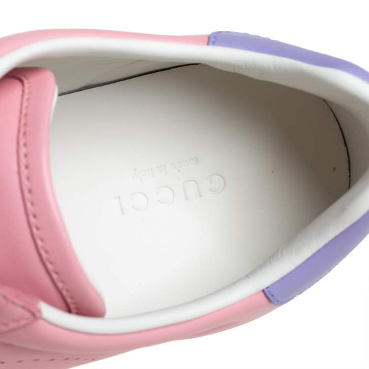 Pre Owned Gucci Pink/Purple Leather New Ace Sneakers Size 37