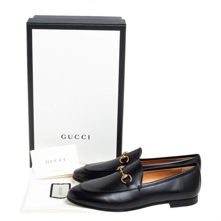 Pre Owned Gucci Black Leather Horsebit Loafers Size 37