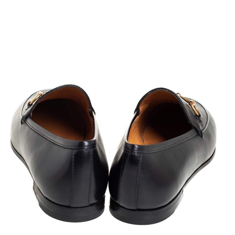Pre Owned Gucci Black Leather Horsebit Loafers Size 37