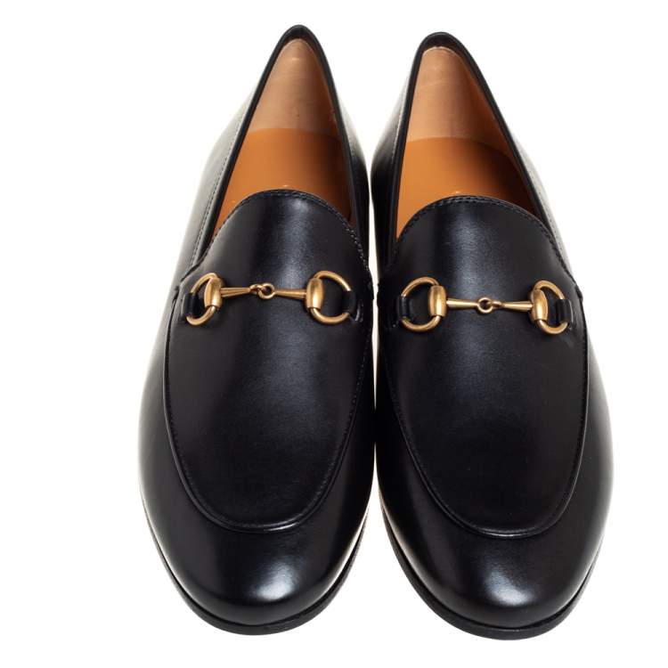 Pre Owned Gucci Black Leather Horsebit Loafers Size 37