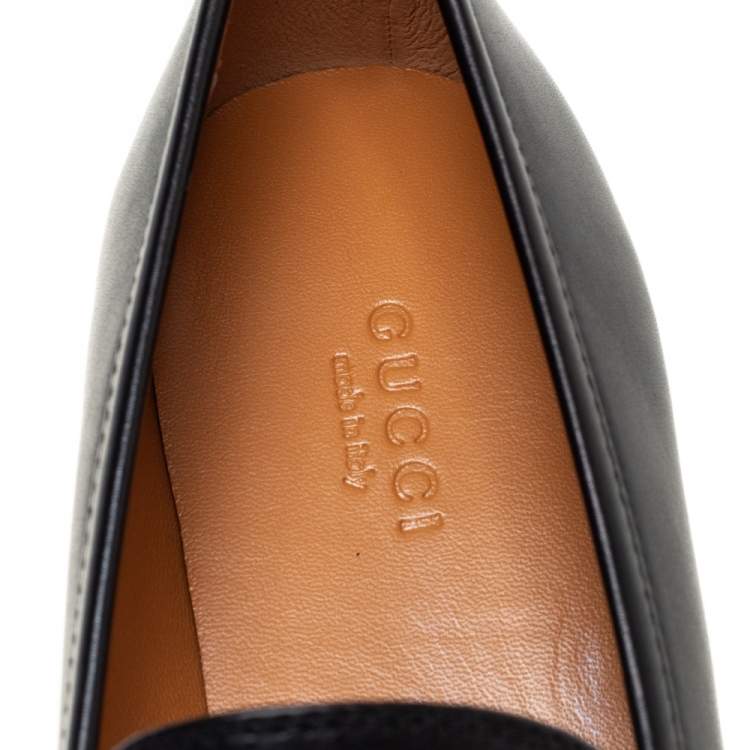 Pre Owned Gucci Black Leather Horsebit Loafers Size 37