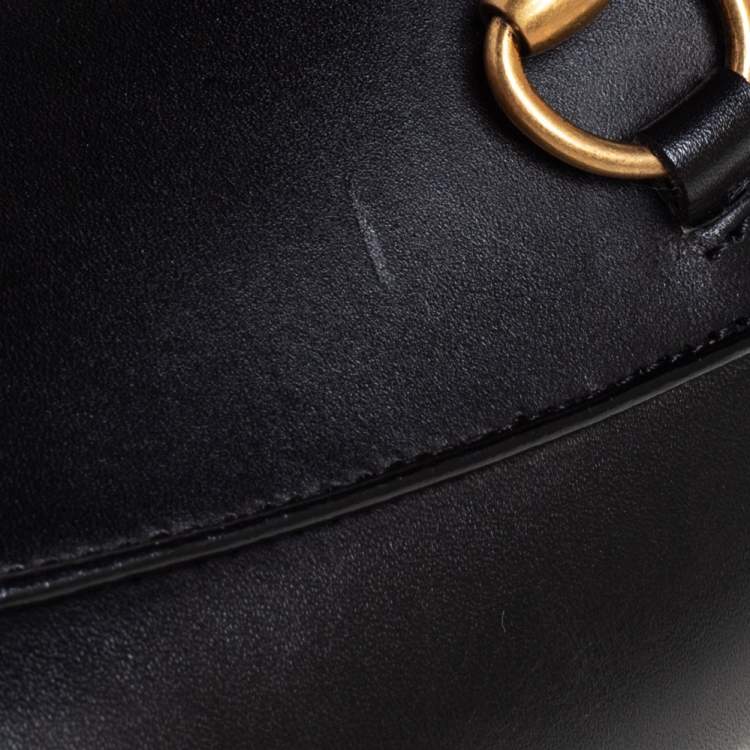 Pre Owned Gucci Black Leather Horsebit Loafers Size 37