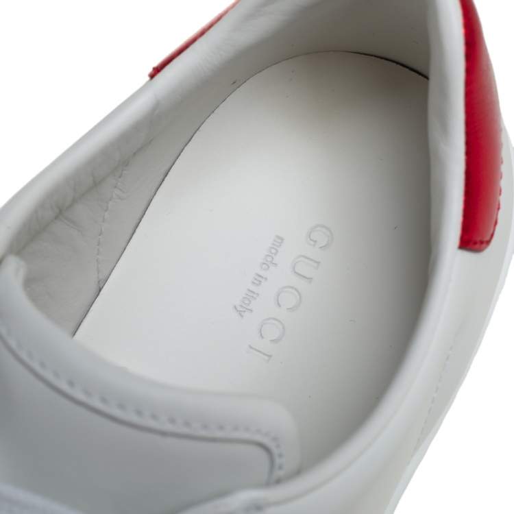 Pre Owned Gucci White Leather Sequin Embellished Ace Web Detail Low Top Sneakers Size 37.5