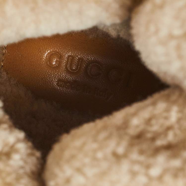 Pre Owned Gucci Black Leather Flashtrek Ankle Boots Size 35