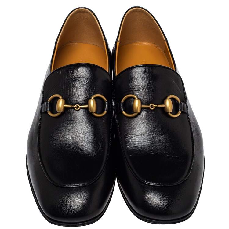 Pre Owned Gucci Black Leather Horsebit Loafers Size 38.5