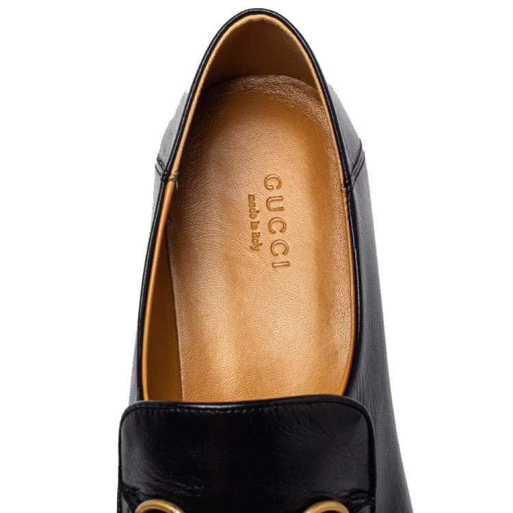 Pre Owned Gucci Black Leather Horsebit Loafers Size 38.5