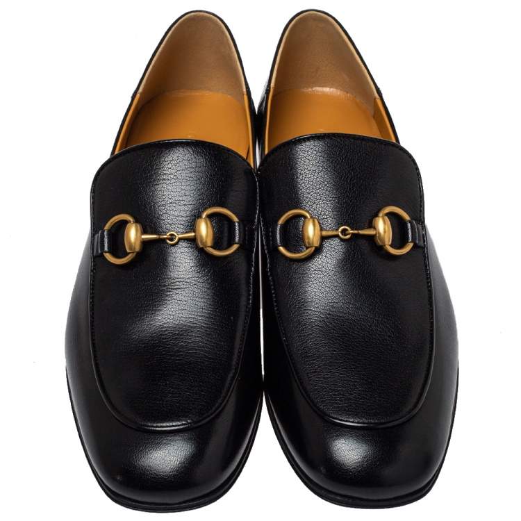 Pre Owned Gucci Black Leather Jordaan Horsebit Loafers Size 39