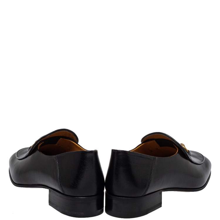 Pre Owned Gucci Black Leather Jordaan Horsebit Loafers Size 39