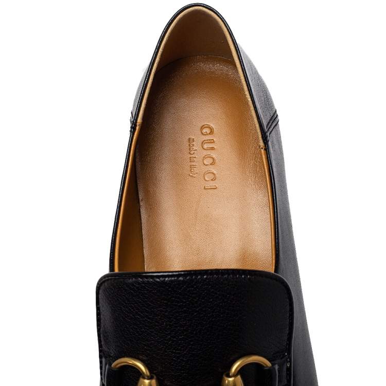 Pre Owned Gucci Black Leather Jordaan Horsebit Loafers Size 39