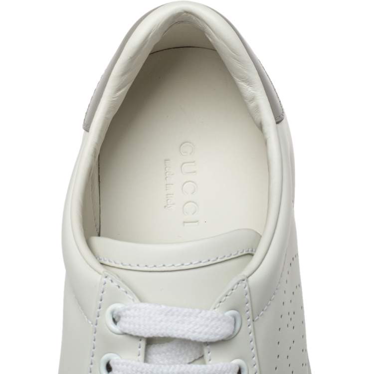 Pre Owned Gucci White/Grey Leather Interlocking G Ace Sneakers size 35.5