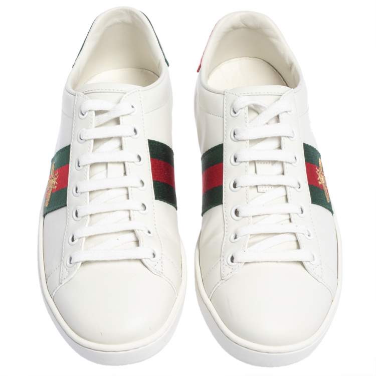 Pre Owned Gucci White Leather Ace Low Top Sneakers Size 37
