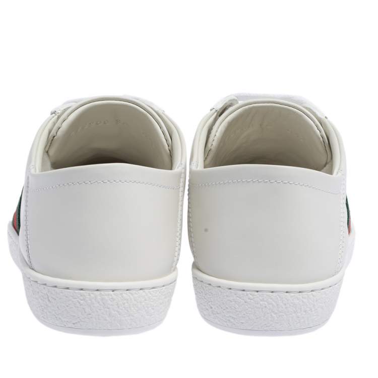 Pre Owned Gucci White Leather And Canvas Ace Sneakers Size 36