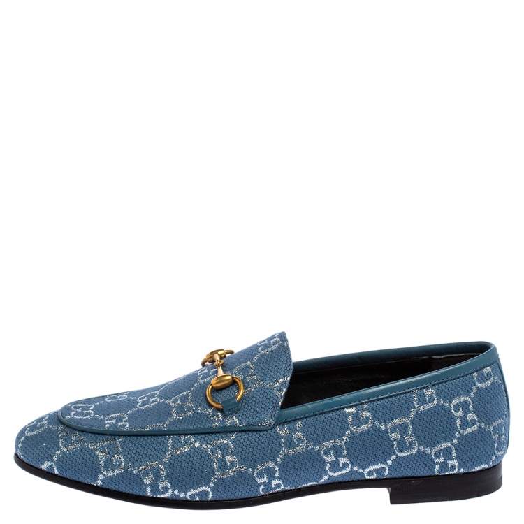 Men's Gucci Jordaan loafer in bright blue crocodile