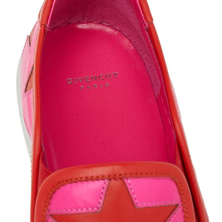 Pre Owned Givenchy Pink Leather Skate Star Print Slip On Sneakers Size 38