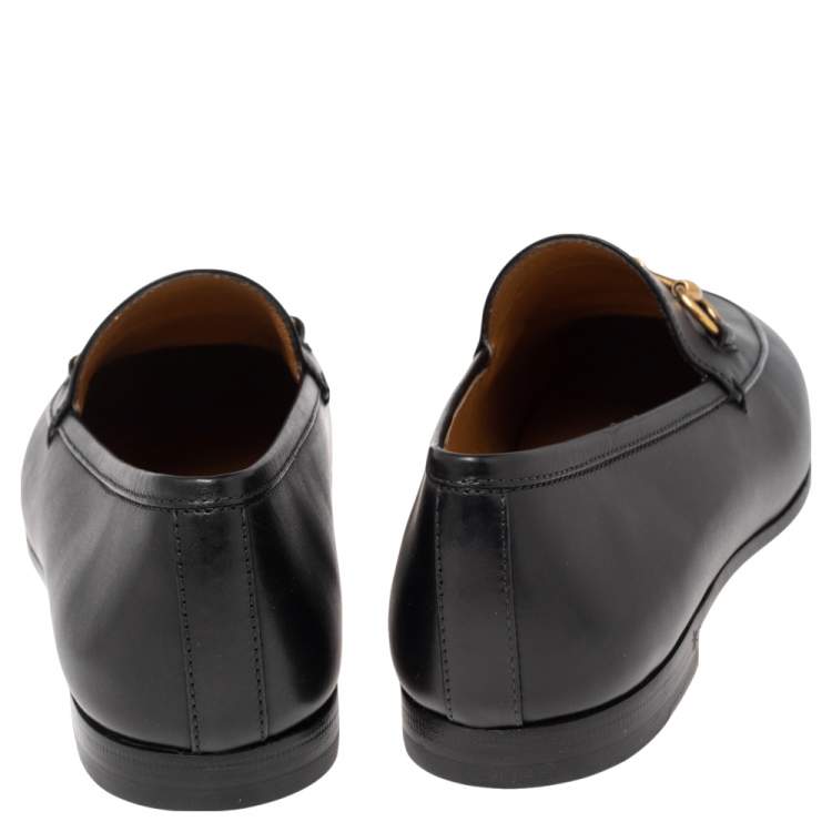 Pre Owned Gucci Black Leather Jordaan Horsebit Loafers Size 37.5
