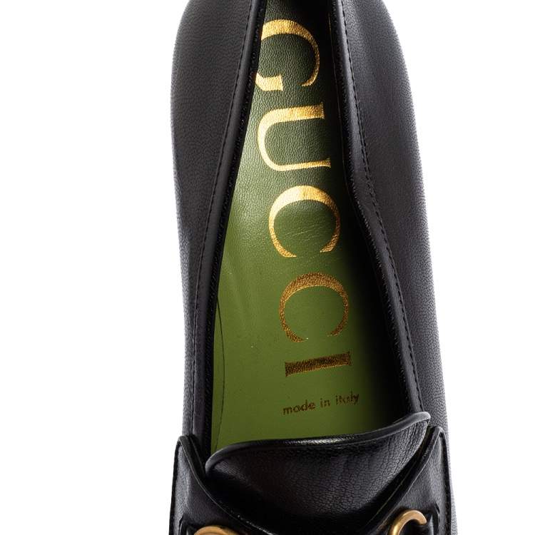 مملوكة مسبقًا Gucci Black Leather Horsebit Platform Loafer Pumps Size 39