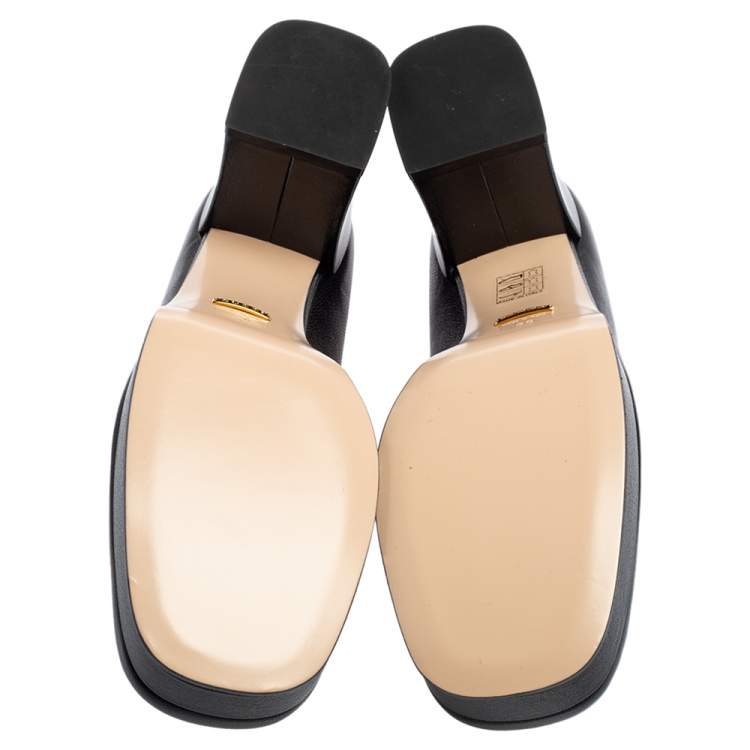 مملوكة مسبقًا Gucci Black Leather Horsebit Platform Loafer Pumps Size 39