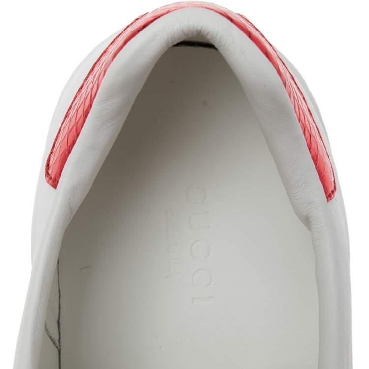 Pre Owned Gucci White Leather Ace Bee Embroidered Low Top Sneakers Size 36.5