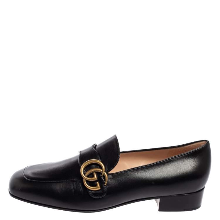 Gucci Black Leather GG Marmont Loafers Size 38.5 Gucci | TLC