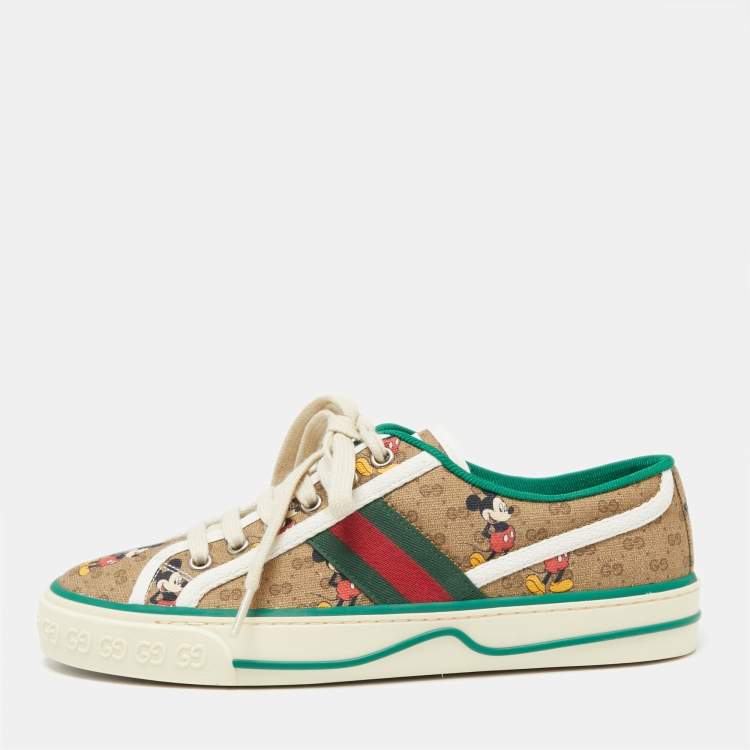 Pre Owned Gucci Tricolor Canvas GG Mickey Sneakers Size 37