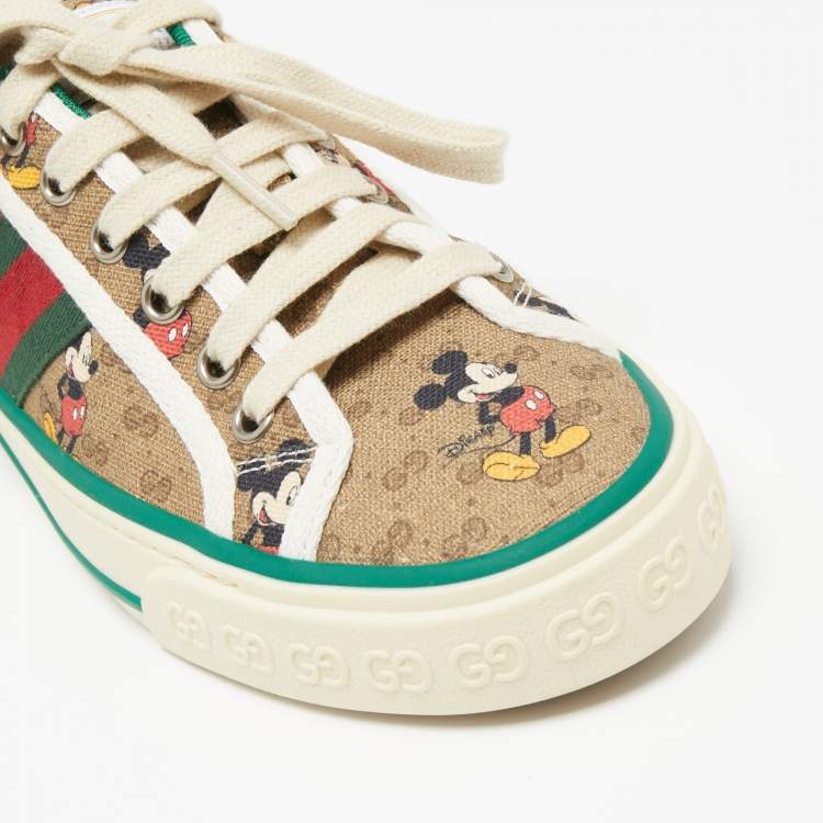 Pre Owned Gucci Tricolor Canvas GG Mickey Sneakers Size 37